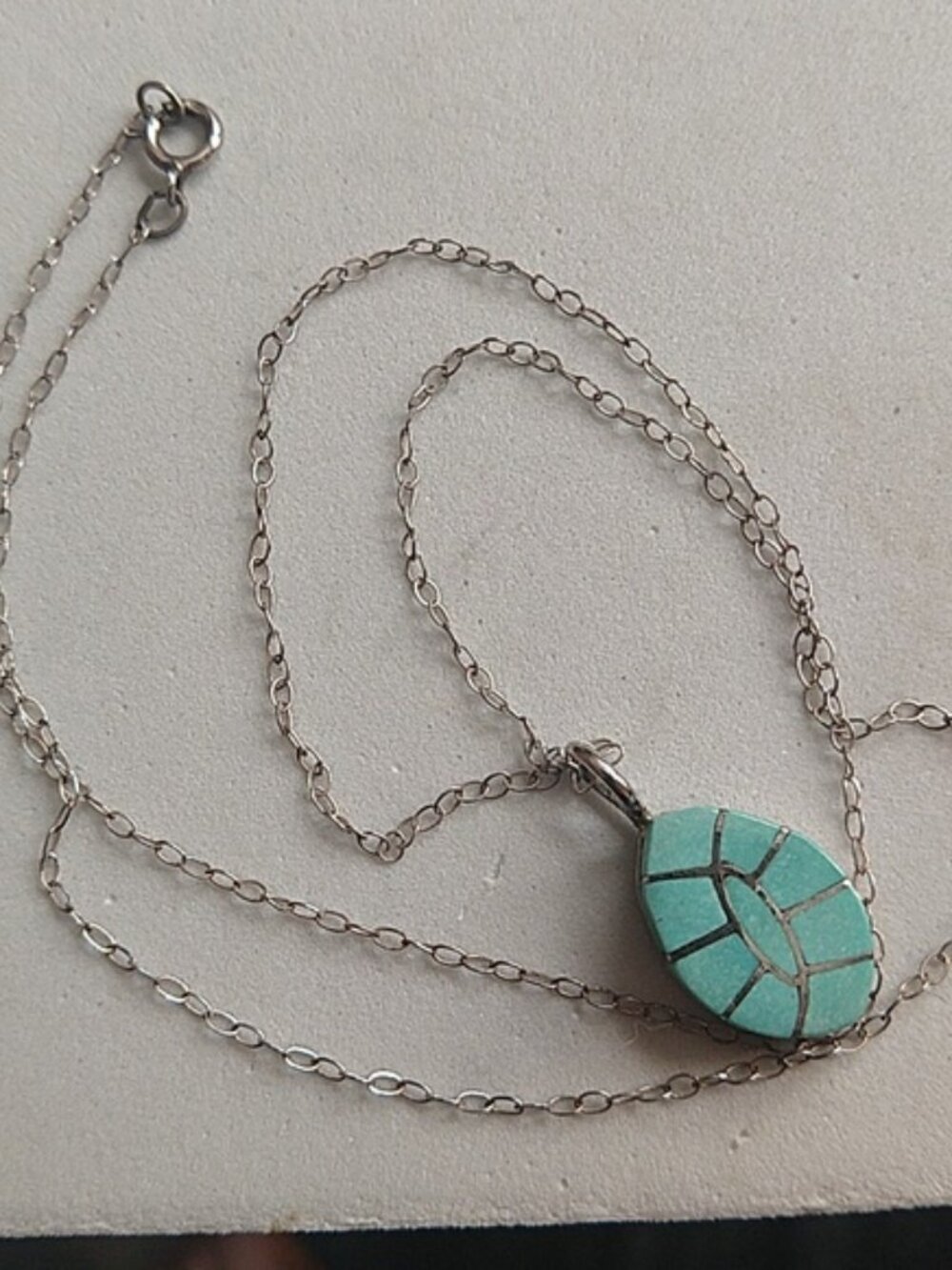 Sterling silver 925 turquoise native American pendant charm necklace chain